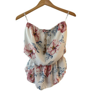 Papaya Clothing Floral Chiffon Strapless Peplum Tube Top Blouse